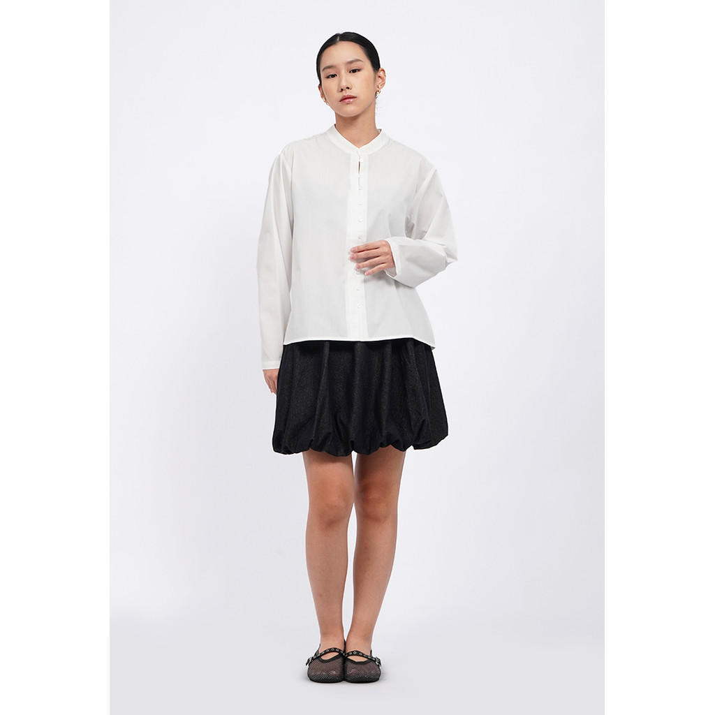Executive Balloon Denim Mini Skirt Black