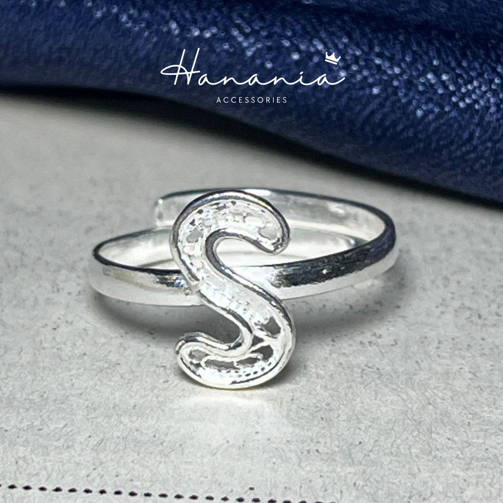 Hanania - Jewelry Cincin Silver / Perak, H105 Cincin Bentuk Huruf S, Filigree, Cincin bisa dipakai p
