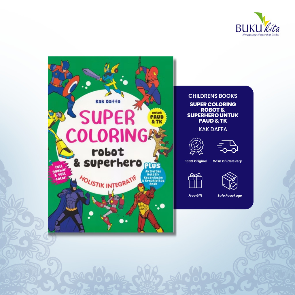 BukuKita Store | Buku Anak - Super Coloring Robot & Superhero Untuk Paud & Tk by Kak Daffa