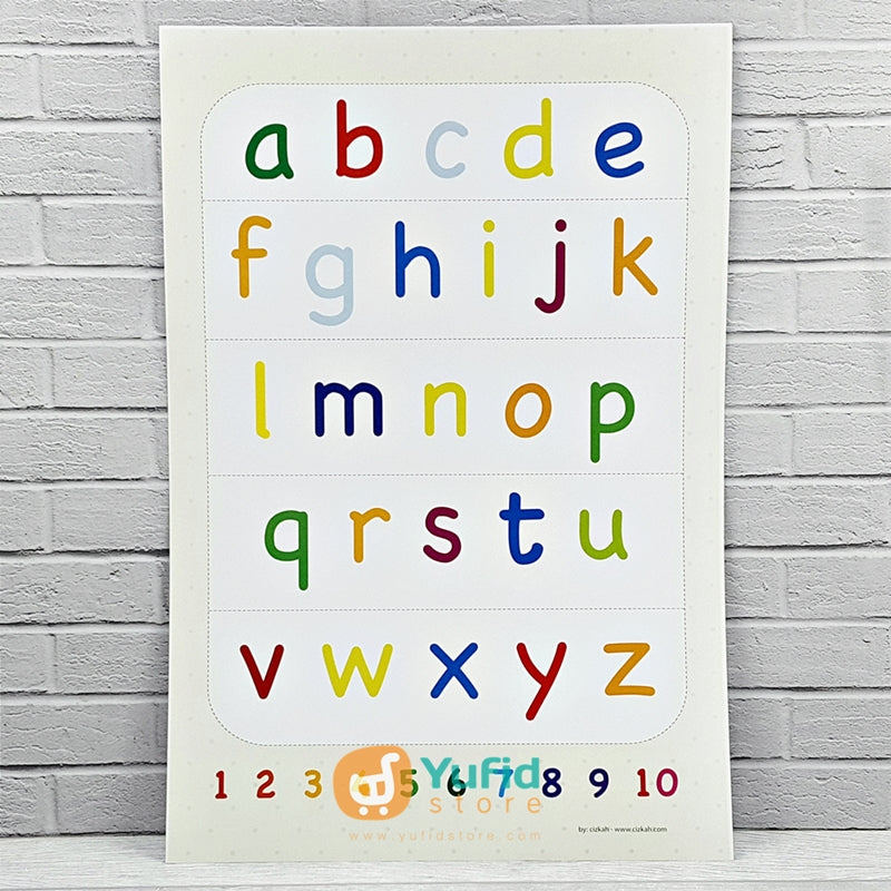 Poster Belajar Huruf Abjad Kecil Dan Angka