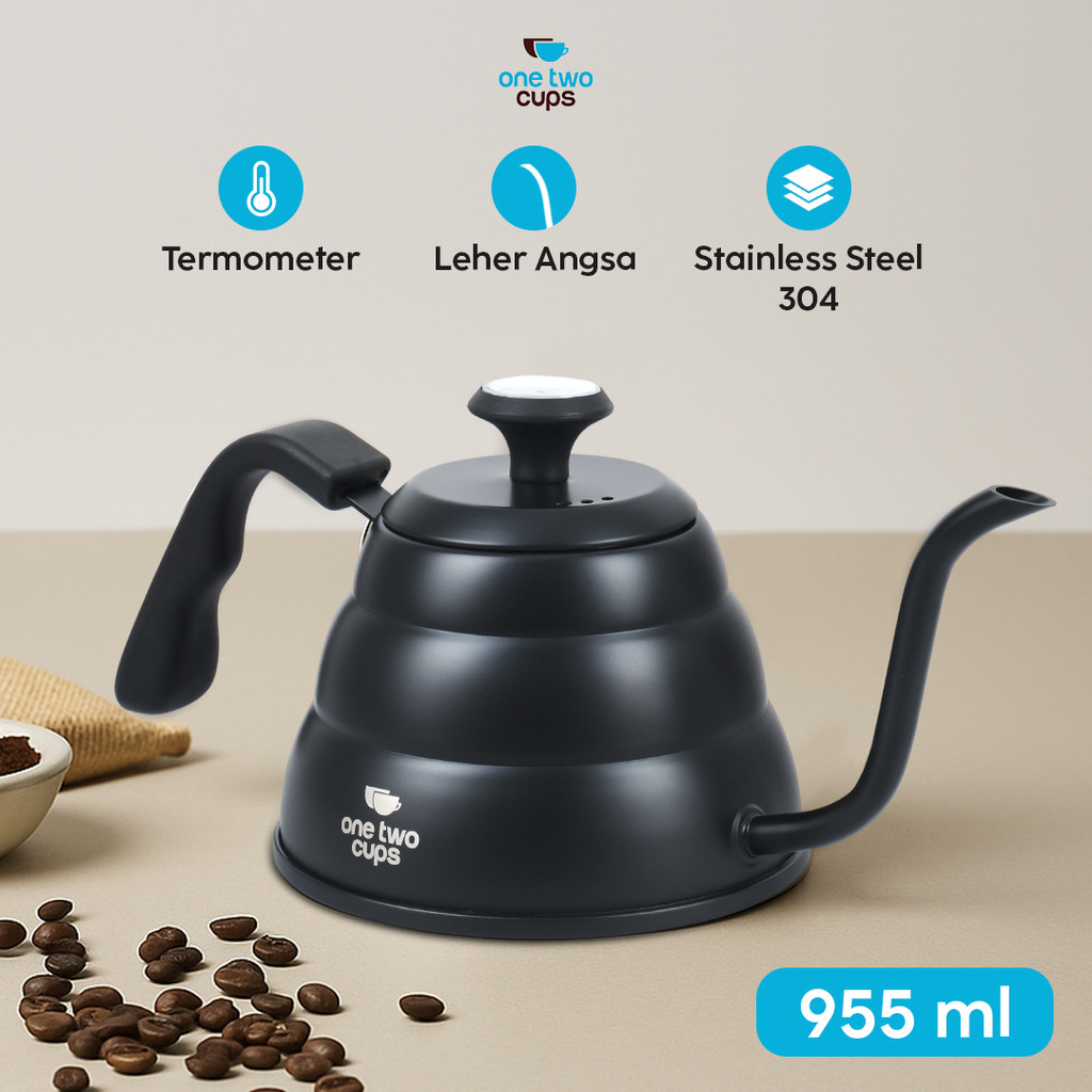 ORI One Two Cups Teko Kopi Leher Angsa Pour Over Drip Kettle Thermometer - KE4012