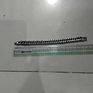 gelang rante putih panjang 19,5 bahan titanium stainless steel (no.4)