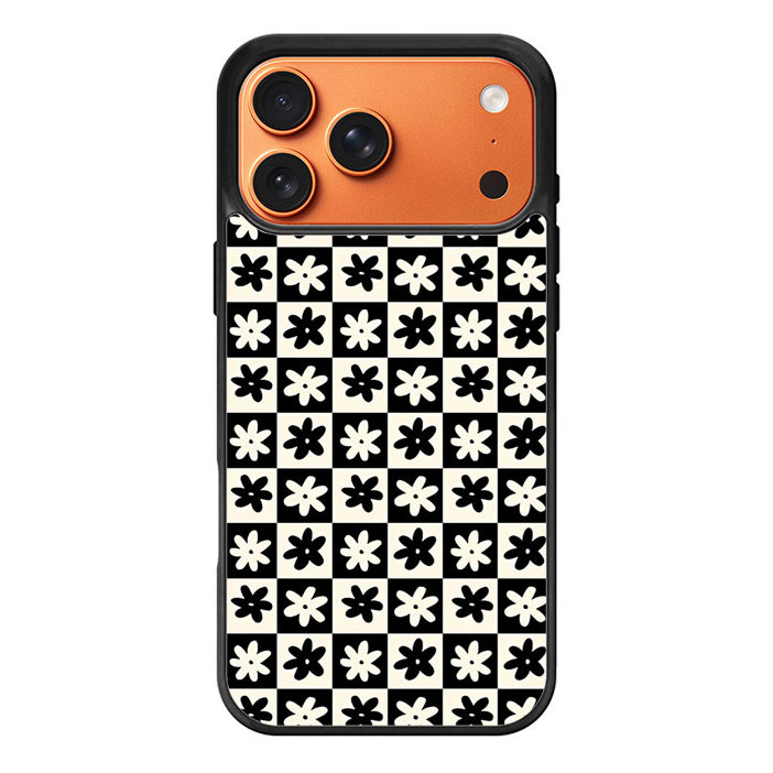 Case iPhone 17 16 16e 15 14 13 12 11 Pro Max Plus Mini Floral Checker Pattern Case Cover