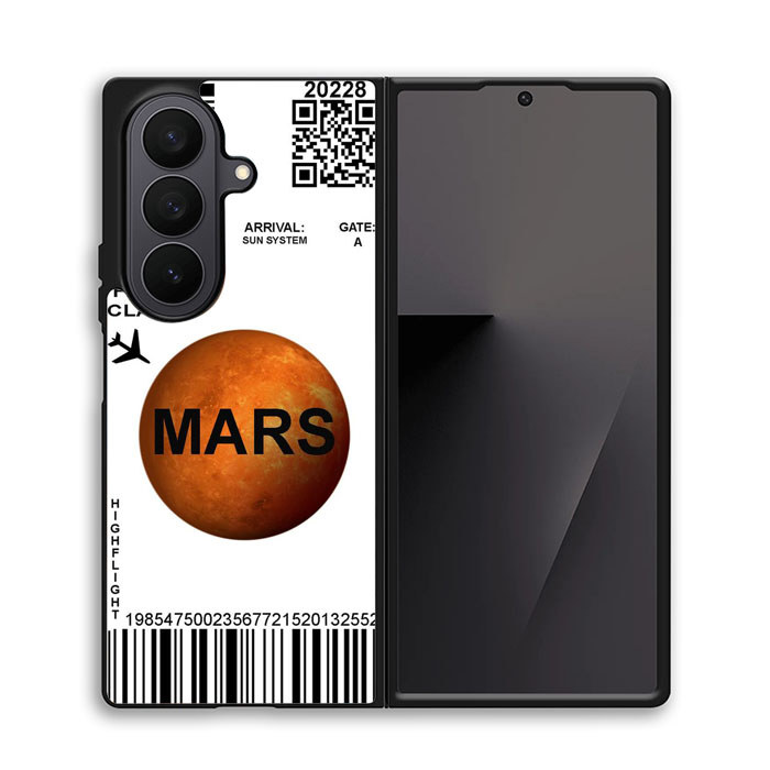 Case Samsung Galaxy Z Fold 7 6 5 4 3 SE Mars Flight Ticket Case Cover