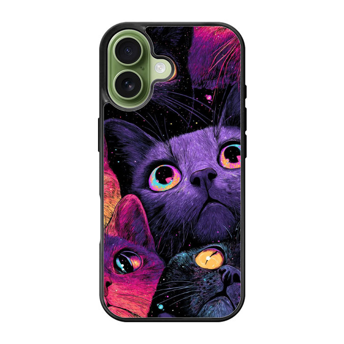 Case Casing Hybrid Custom iPhone 17 16 15 14 13 12 11 Pro Max Plus Mini Air SE Cosmic Cats FX0006
