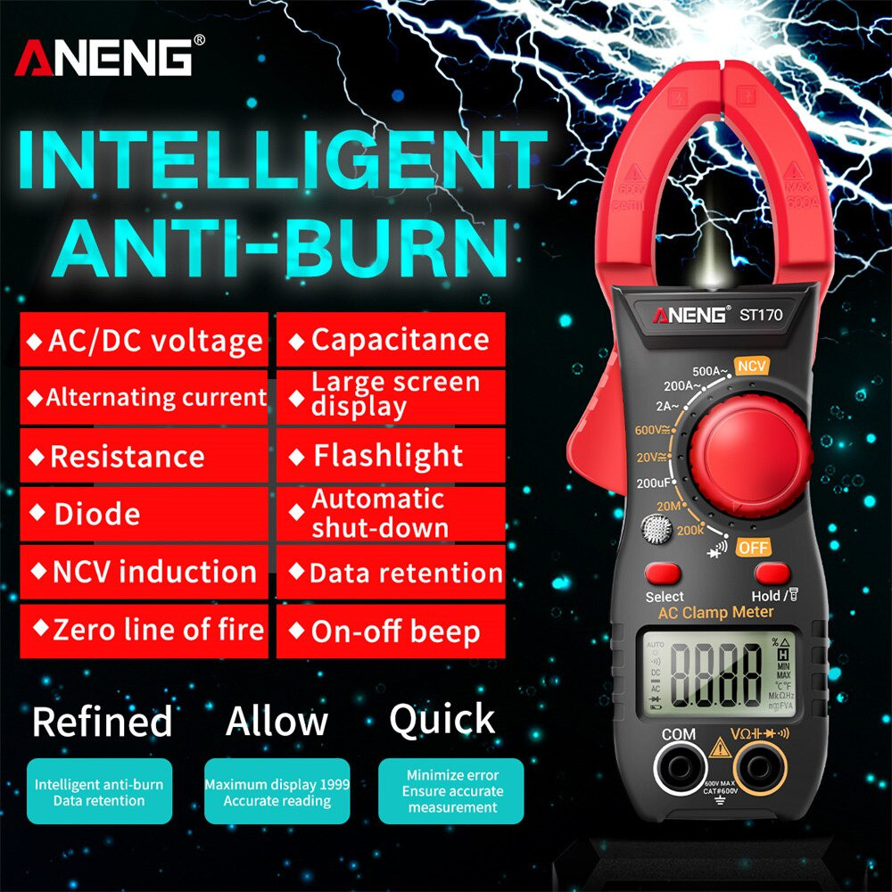 ANENG Digital Multimeter Tang Ampere Voltage NCV Tester Clamp - ST170