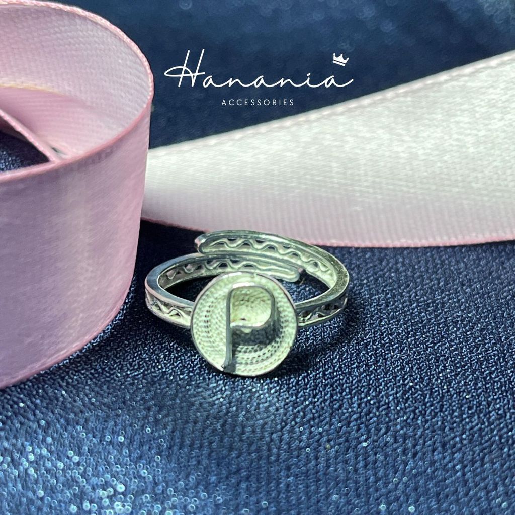 Hanania - Jewelry Cincin Silver / Perak, H092 Cincin Motif Huruf P, Filigree, Cincin bisa dipakai pr