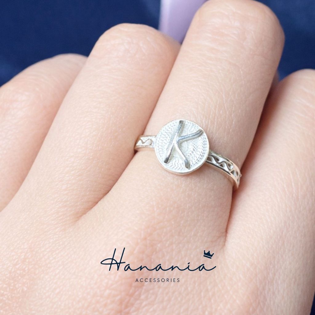 Hanania - Jewelry Cincin Silver / Perak, H087 Cincin Motif Huruf K, Filigree, Cincin bisa dipakai pr