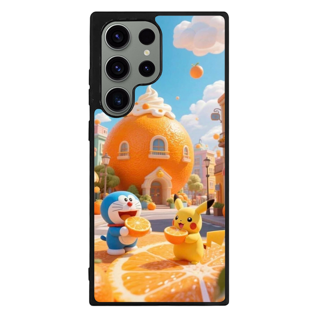 Hybrid Case Casing Samsung Galaxy S25 Ultra S24 S23 S22 S21 S20 Ultra Plus FE Doraemon Pikachu