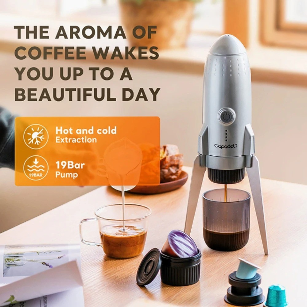 Mesin Kopi Portable 3in1 Espresso Nespresso Dolce Gusto Bubuk Pemanas Air Otomatis 19 Bar Wireless