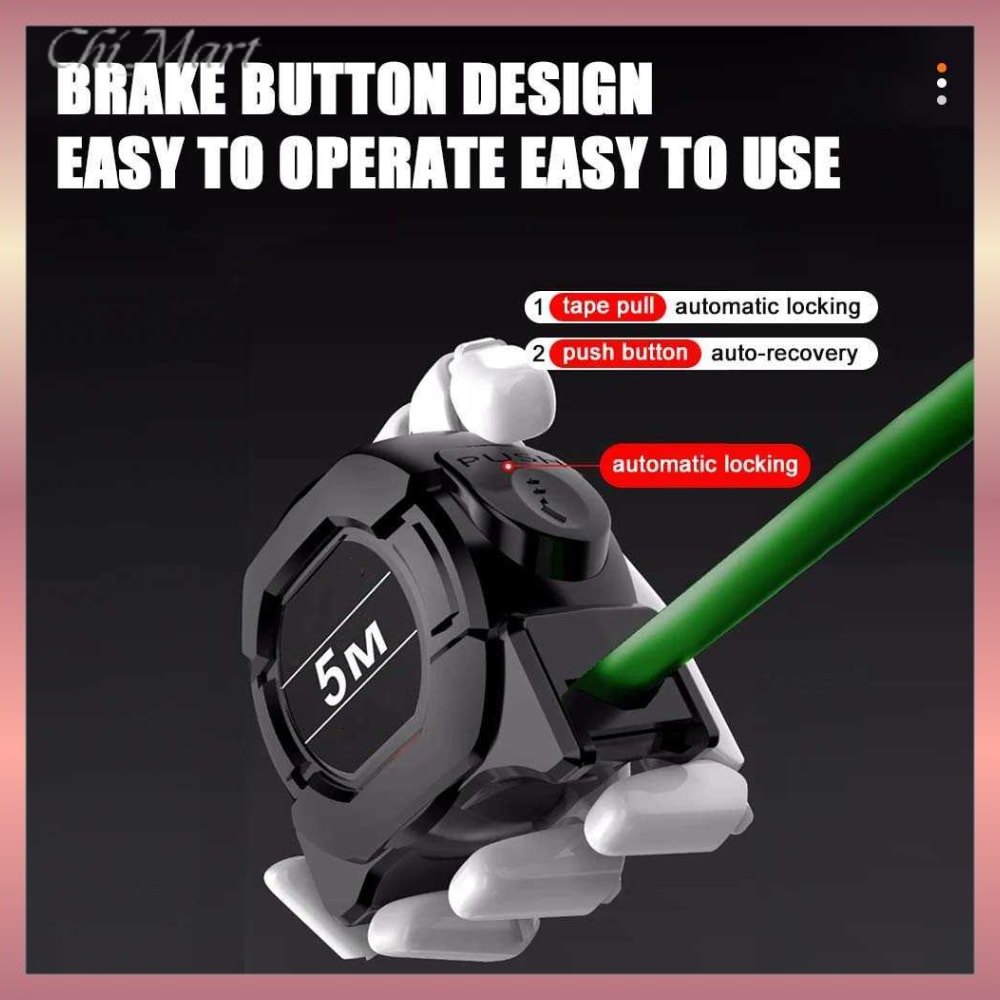 Taffware Roll Meteran Retractable Ruler Automatic Locking 5Meter - Xbe5M