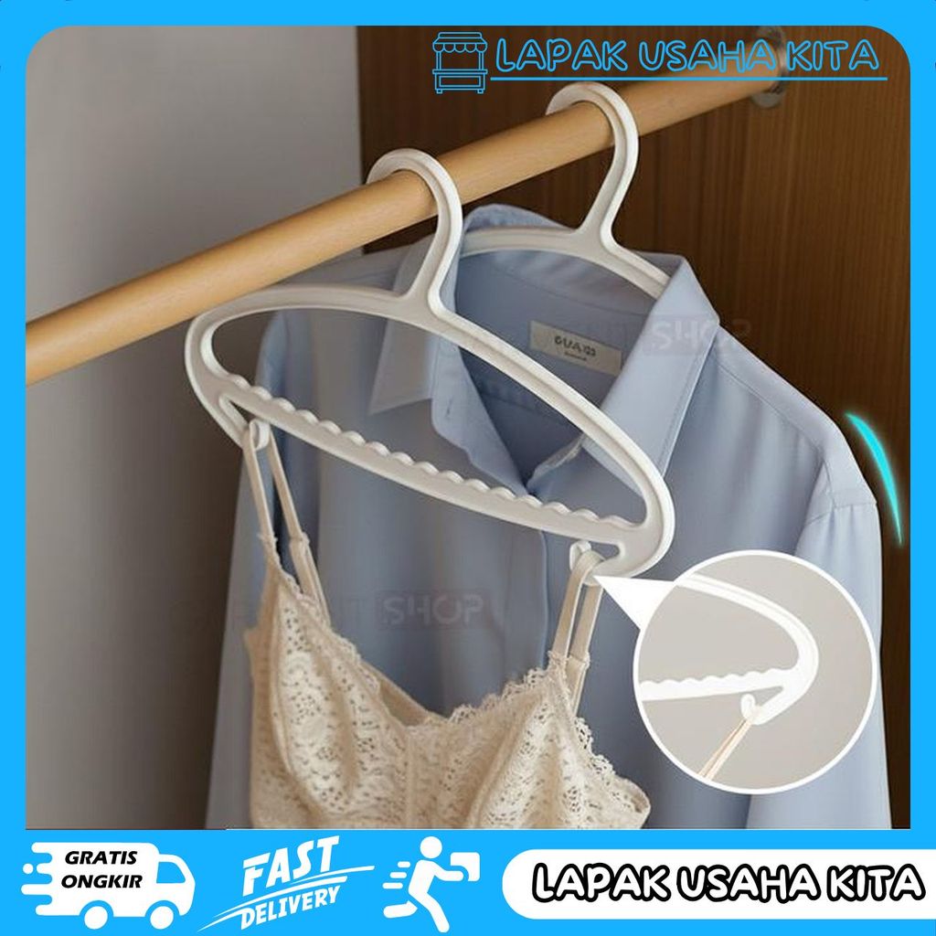 GANTUNGAN BAJU ANTI SLIP MODERN HANGER PLASTIK MELENGKUNG BAHAN PP TEBAL PERLENGKAPAN LAUNDRY PRIVAS