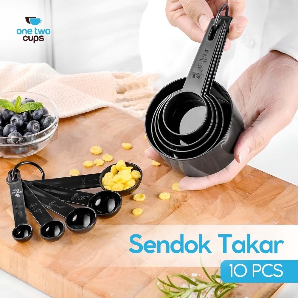 One Two Cups Sendok Takar Ukur Cup Measuring Spoon 10 PCS - 16799 Warna Hitam ,