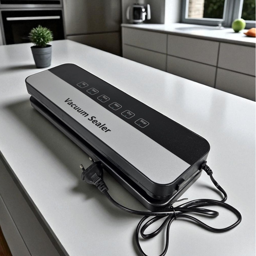 Mesin Vacuum Sealer Otomatis Alat Pres Plastik Kedap Udara Makanan Kering Basah 65kPa Donglate 98366
