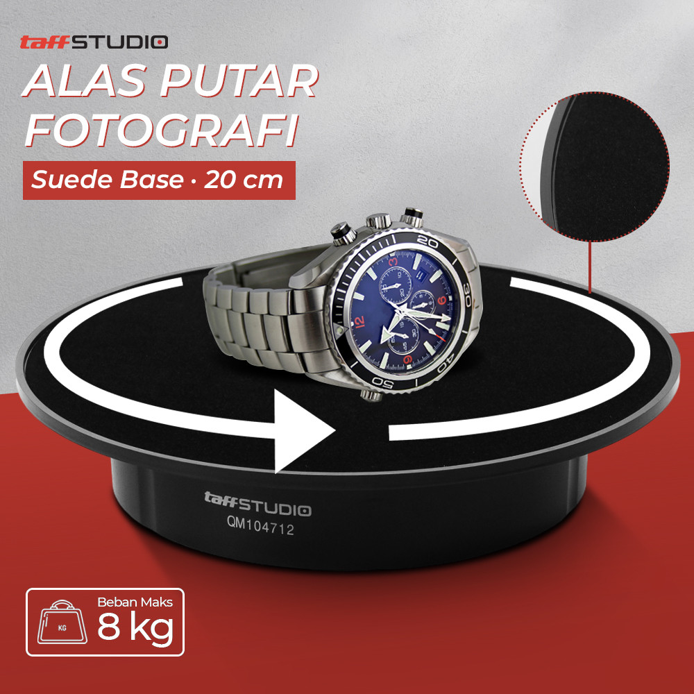 TaffSTUDIO Alas Putar Fotografi Suede Rotating 360 Turntable 20cm - QM104712