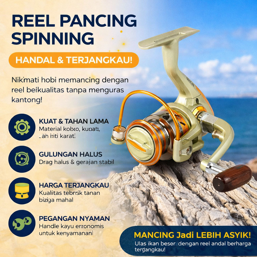 Reel Pancing Spinning Yumoshi Fishing Reel 5.5:1 1000 - EF1000 -