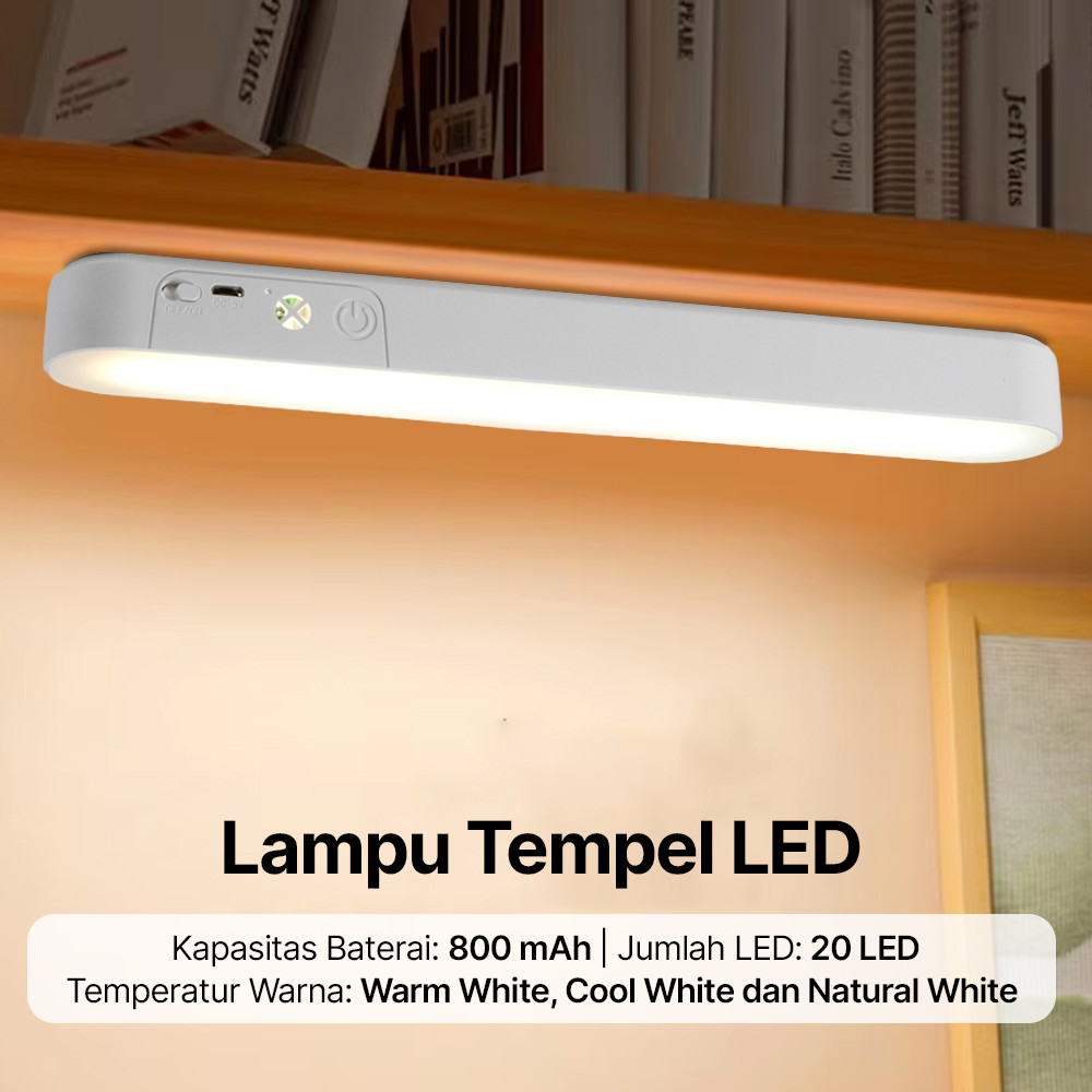 Lampu Tempel LED Light Dimmable 3 in 1 800mAh 26cm 5V 5W  - 7CLL2QWH-LR
