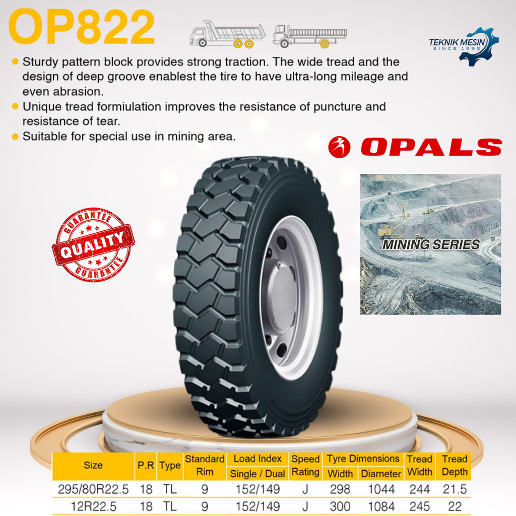 BAN TRUK MINING OP822 SIZE 12.00R24 20PR HEAVY DUTY | BAN DALAM LUAR TRUK TAMBANG ENGINE / SPAREPART