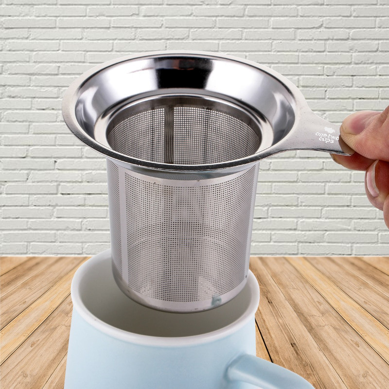 Saringan Teh Reusable Stainless Steel dengan Handle untuk Gelas dan Teko