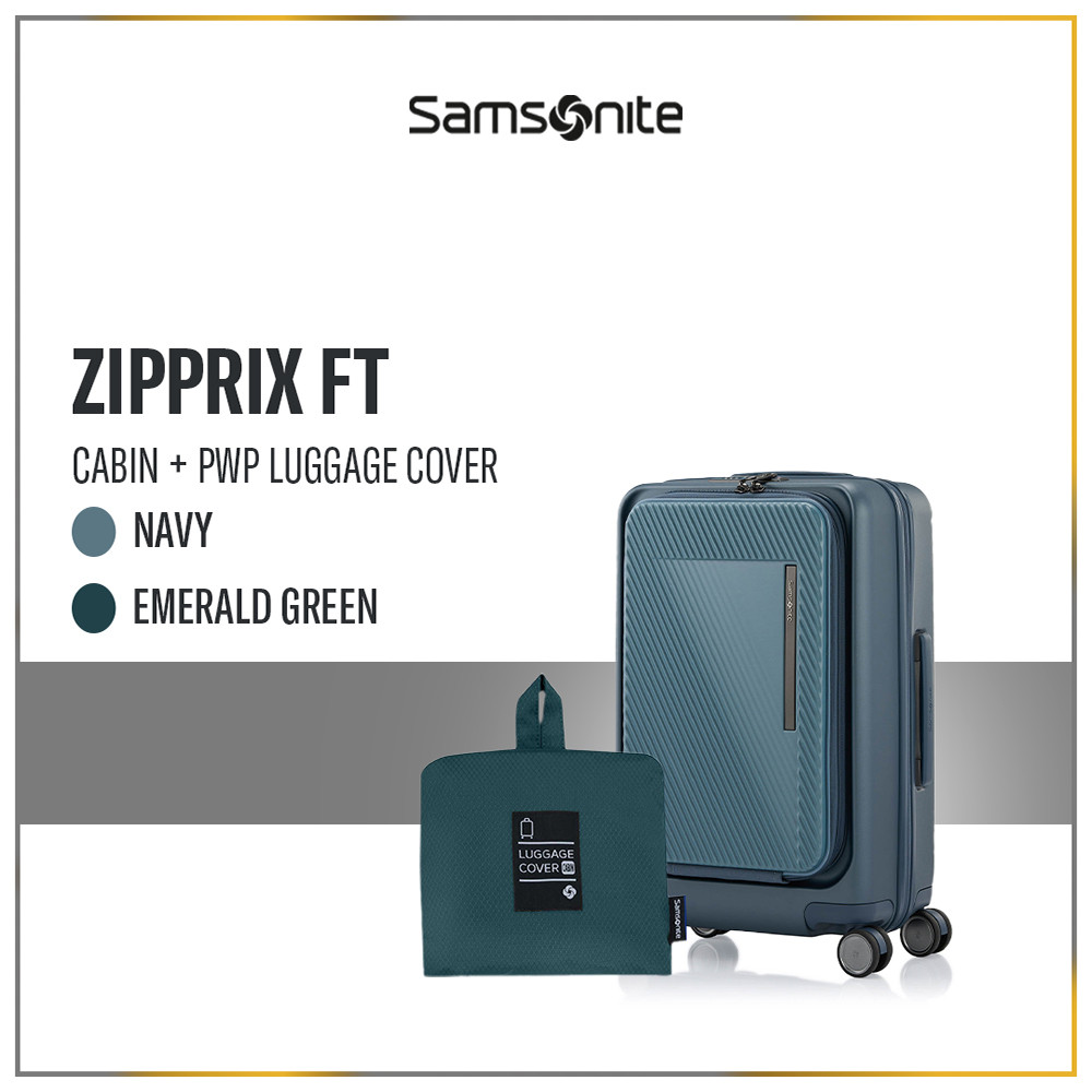 Samsonite Koper Zipprix FT Cabin Navy + Foldable Luggage Cover Cabin