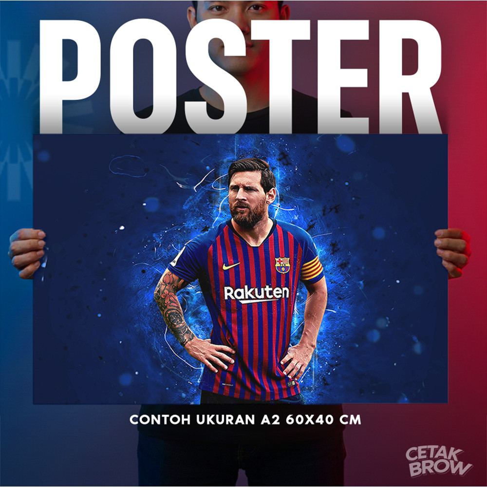 Poster Lionel Messi FC Barcelona Prime Legend Hiasan Dinding Kamar Cowok Dekorasi Studio Gaming Pro 