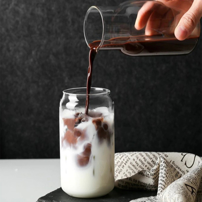 One Two Cups Gelas Kaca Aesthetic Kopi Teh Can Shaped Glass 550ml - CXX186