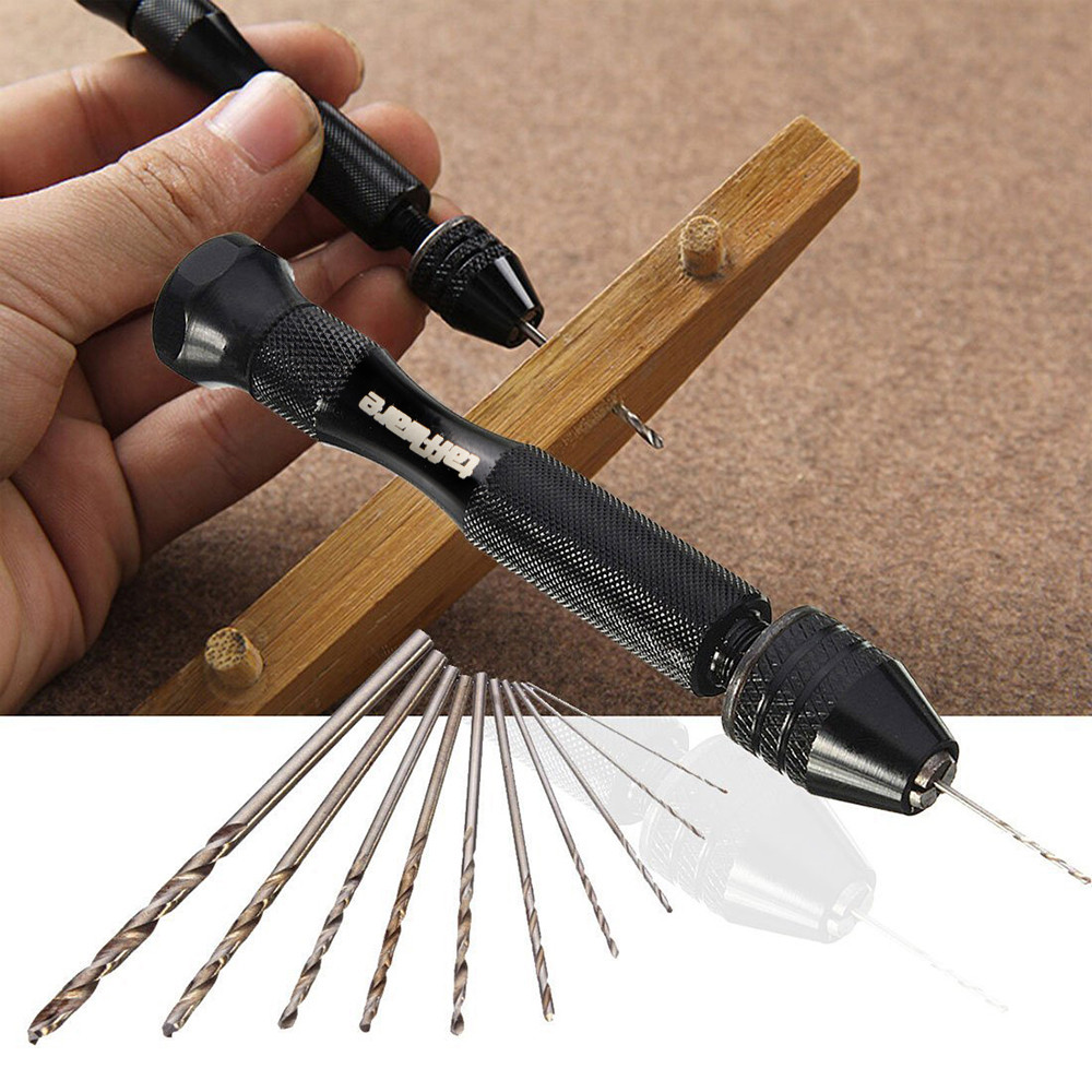 Taffware Bor Tangan Manual Hand Drill HSS Mini dengan 10 Mata Bor - 3003 Original Berkualitas Siap K