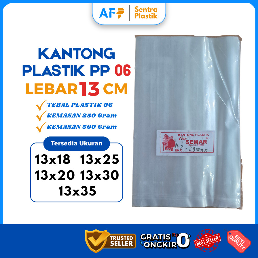 Plastik PP Tebal 06 Lebar 13 cm ukuran 13x18 13x20 13x25 13x30 13x35 plastik camilan keripik dan ker