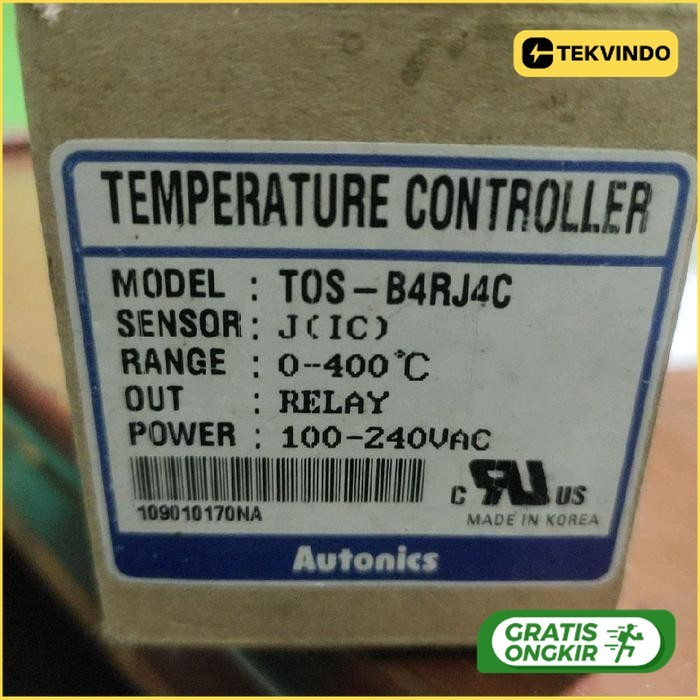 Autonics Kontroler Suhu TOS-B4RJ4C dengan Sensor J(IC) Rentang 0-400Â°C Output Relay Daya 100-240VAC