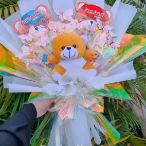 Buket Holo wrap Coklat silverqueen pack isi 3 2x mix boneka 500g