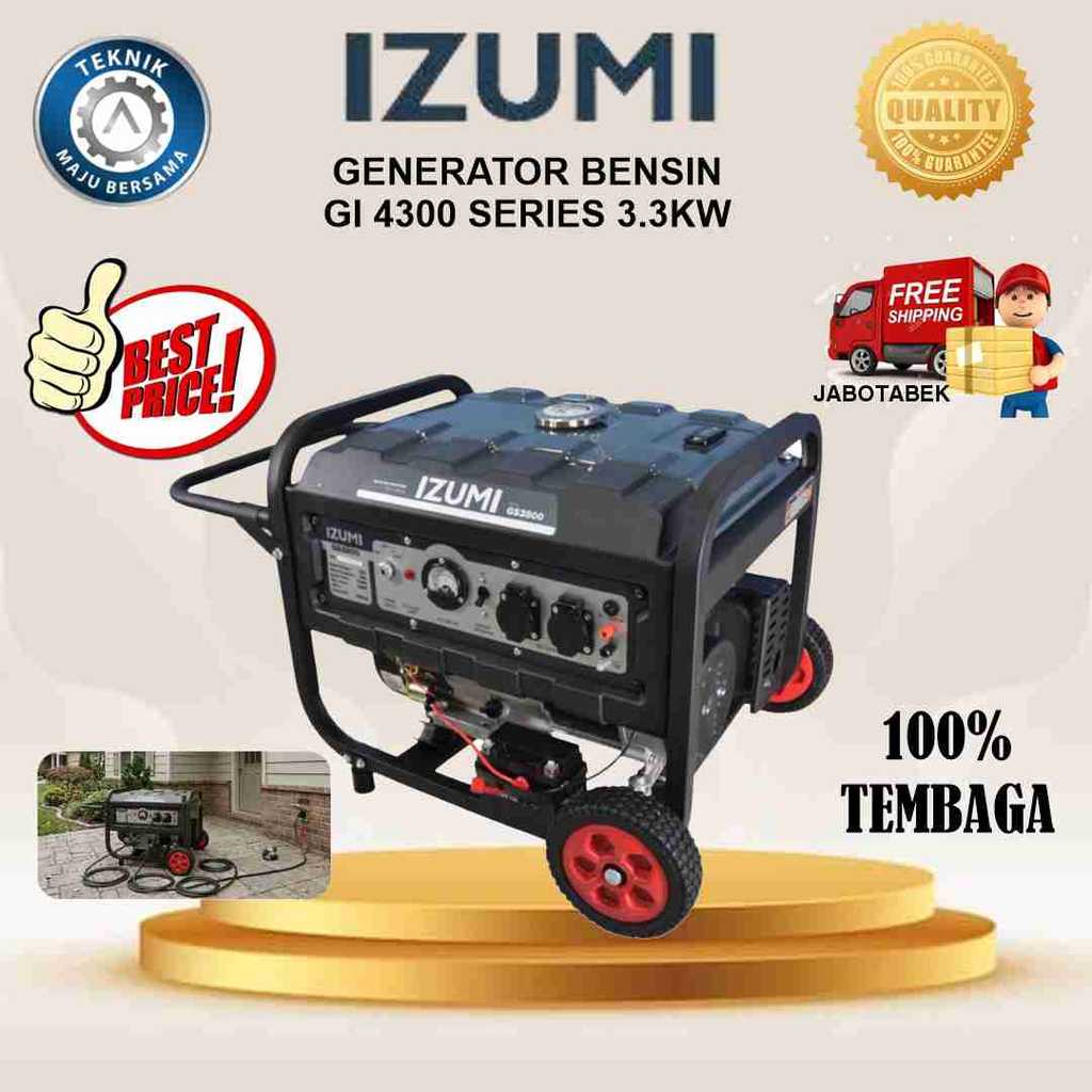 GENSET BENSIN 4 KVA 3,3KW IZUMI NLG  GENERATOR GI 4300 GENSET BENSIN GENERATOR 4 KVA GENSET NLG GENS