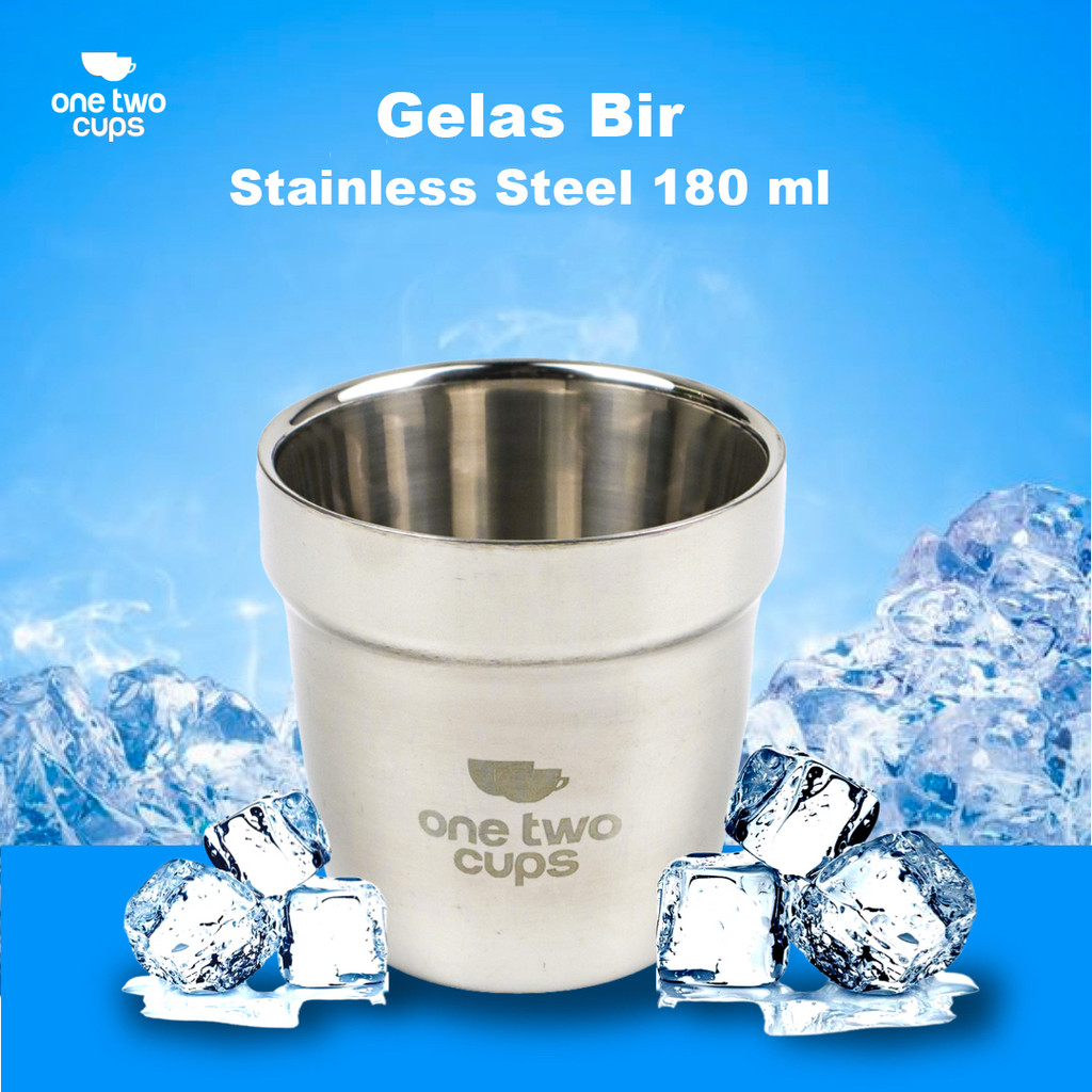 One Two Cups Gelas Bir Stainless Steel Korea Single Wall Glass 180ml - J070
