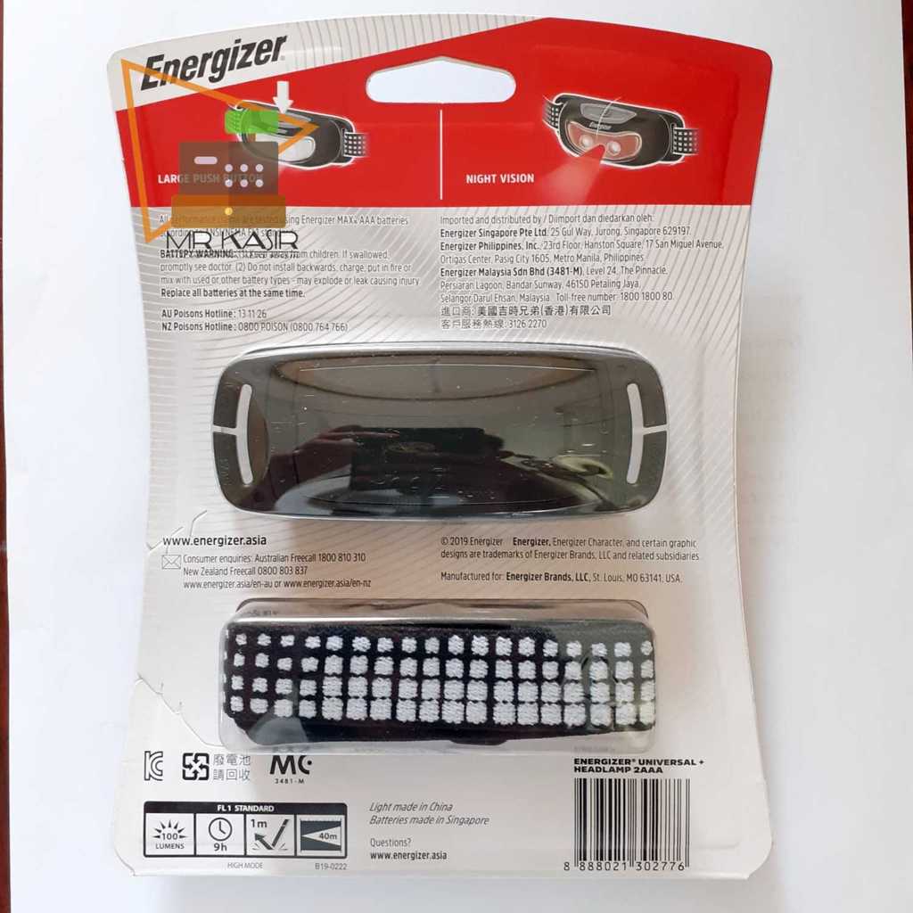 Senter Kepala Camping Headlamp / Headlight Energizer 3 Led 100 Lumens