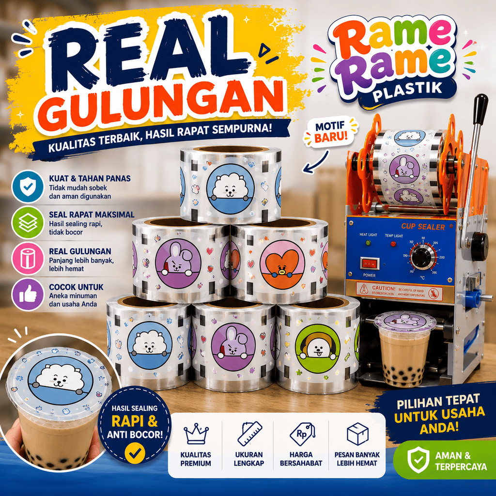 Seal Cup Plastik BT 1200 & 2000 Cup | Tutup gelas teh | kopi | tutup gelas plastik | Plastik Lid Sea