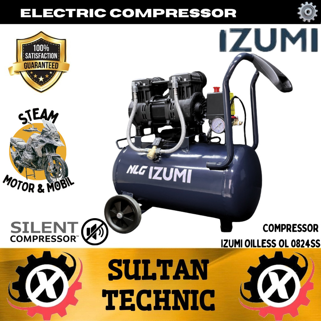 COMPRESSOR IZUMI NLG OILLESS OL 0824SS/ KOMPRESOR 220V/KOMPRESOR 1 PHASE KOMPRESOR STEAM MOTOR MOBIL