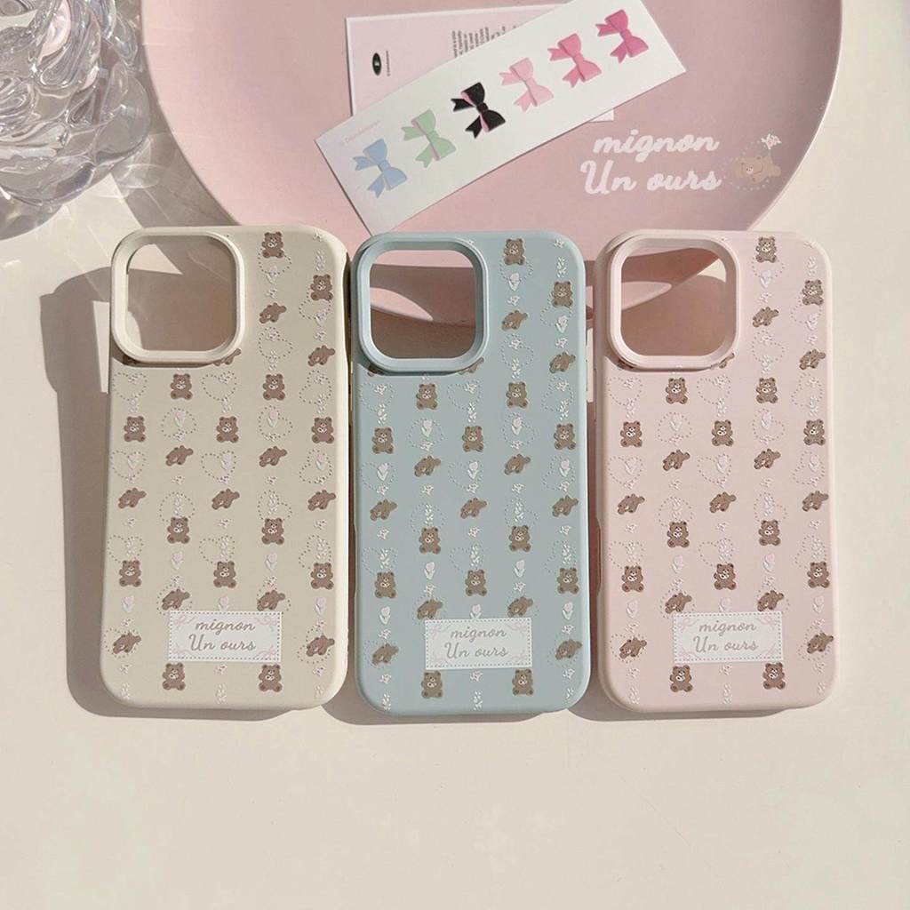 Korea Gaya Doff Beruang Casing Hp Iphone 17 Pro Max 11 13 15 16 Plus 14 12 Casing