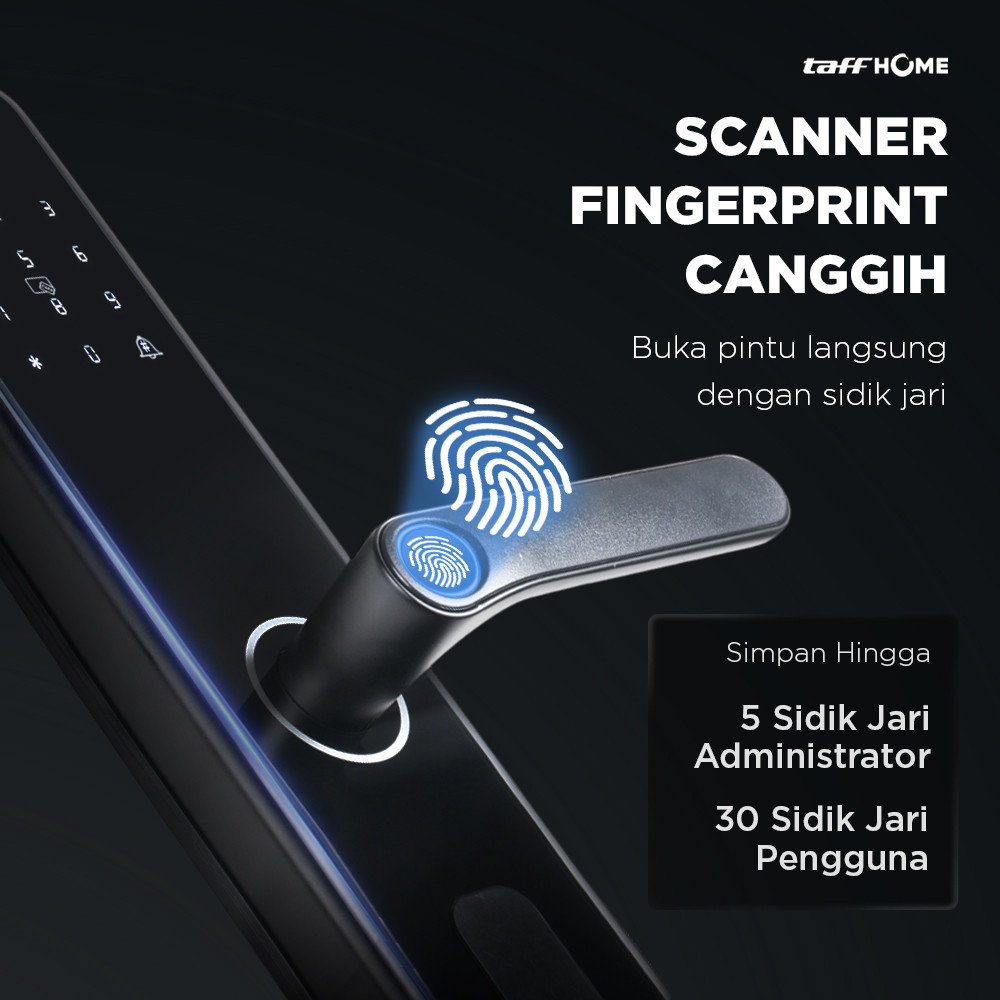 Smart Door Lock Fingerprint Kunci Pintu Digital Otomatis Handle Sandi Kartu Alarm - TaffHOME