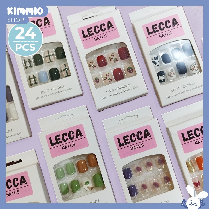 Kuku Palsu Nail Art 3D 1 Set 24 Pcs Gratis Lem Fake Nail Motif Lucu Aksesoris Fashion Wanita Korea