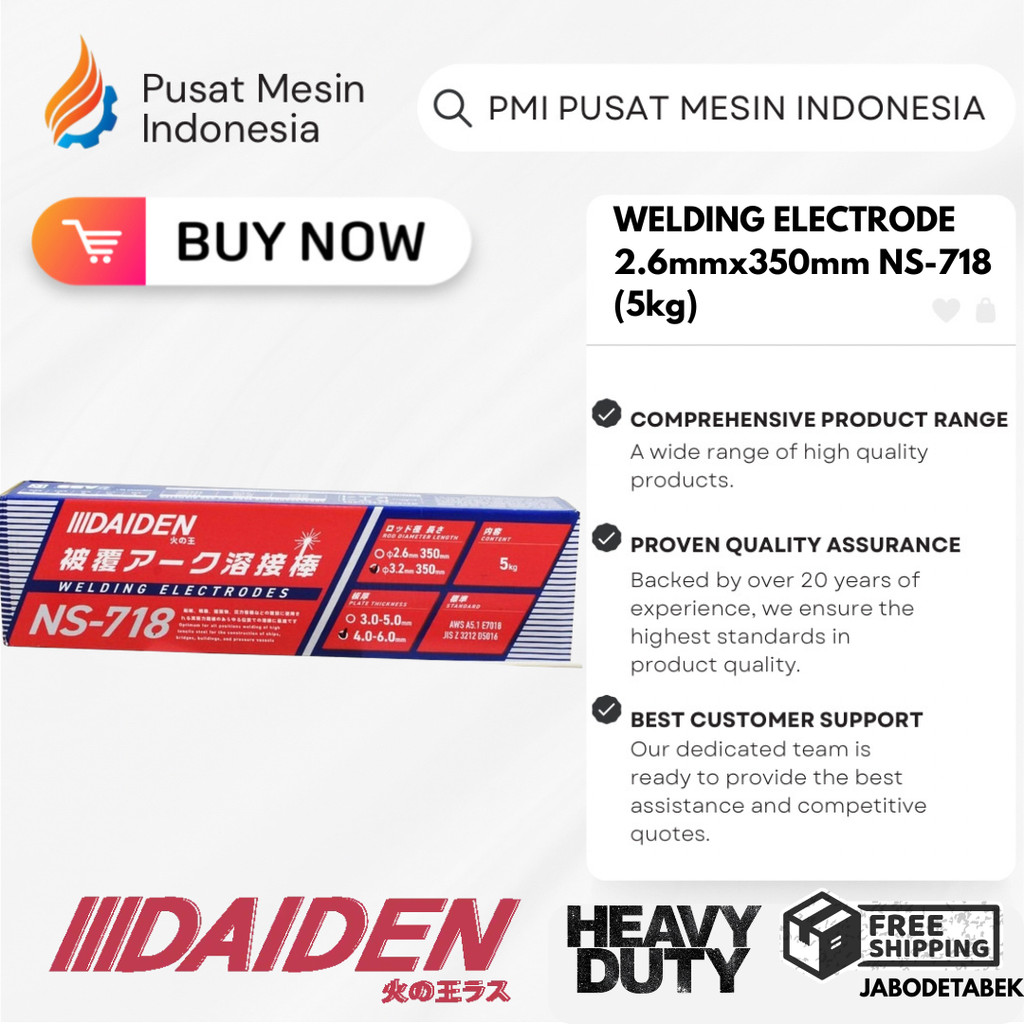 DAIDEN WELDING ELECTRODE 2.6mmx350mm NS-718 (5kg) KAWAT LAS / KAWAT ELEKTRODA