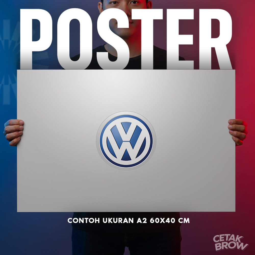 Poster VW Combi T1 Transporter Blue Bisa Cetak Custom Hiasan Dinding Kamar Cowo Otomotif Hippie Van 