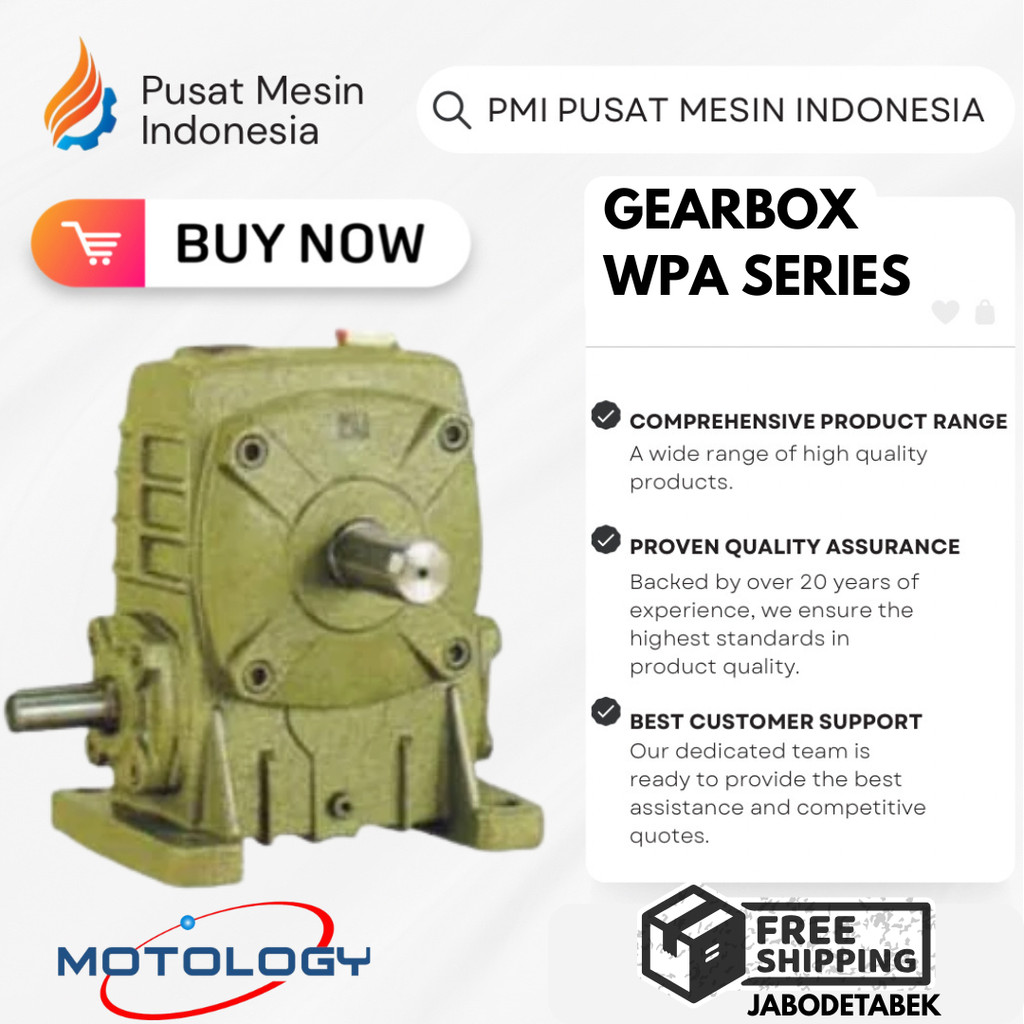 GEARBOX MOTOLOGY WPA 175 RATIO 1:10-60/ GEARBOX WPA/ GEARBOX SPEED REDUCER WPA/ GEARBOX REDUCER/ WOR