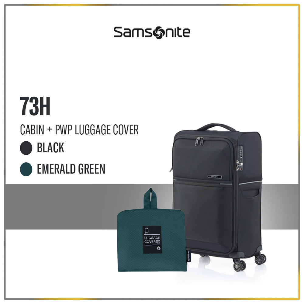 Samsonite Koper 73H Cabin Black + Foldable Luggage Cover Cabin