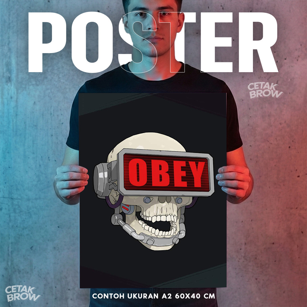 Poster Obey Giant Logo Hiasan Dinding Kamar Cowok Dekorasi Studio Gaming Keren Estetik