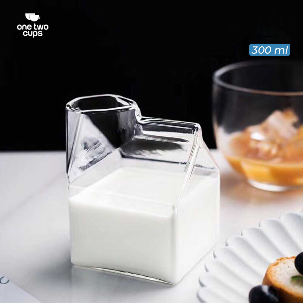 One Two Cups Gelas Kaca Aesthetic Kopi Teh Milk Box Glass 300ml - SG101