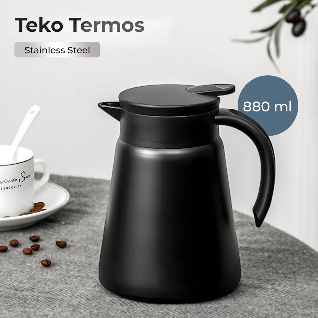 Teko Termos Air Panas Stainless Steel Vacuum Jug Flask 880ml BM-7CHA29BK