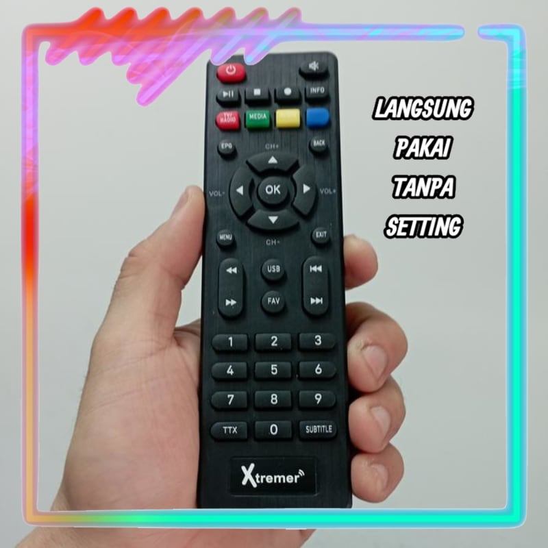 Remot Remote Set Top Box STB DVB-T2 Digital TV Pengganti Tanpa Setting Xtreamer Bien 3 (LANGSUNG PAK