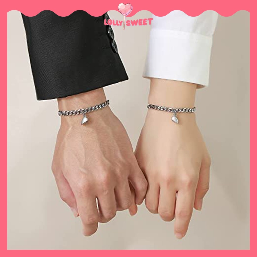 Gelang Couple Aesthetic Pasangan Magnet Bestie Lucu Gaya Korea Rantai Aksen Love Perhiasan