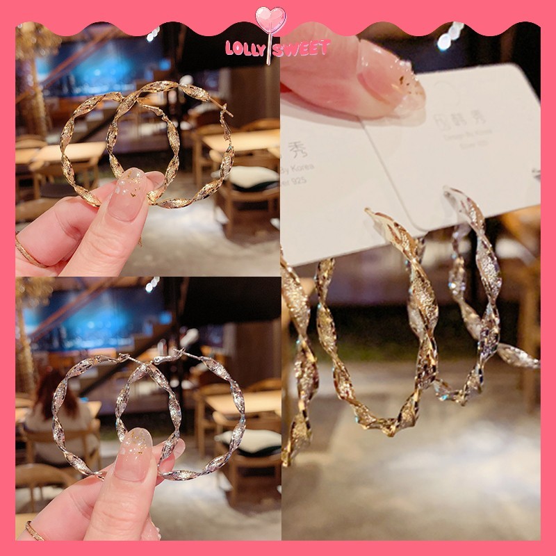 Anting Korea Wanita Anak Perempuan Giwang Fashion Retro Vintage Bulat Besar Gaya Elegant Aksesoris P