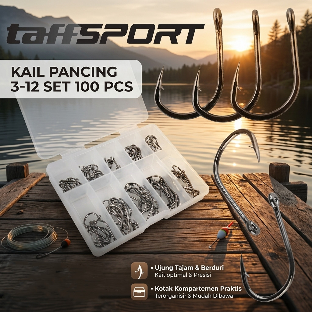 Kail Pancing No 3-12 Set 100 Pcs Dengan Kotak Penyimpanan - 7RTHLWBK