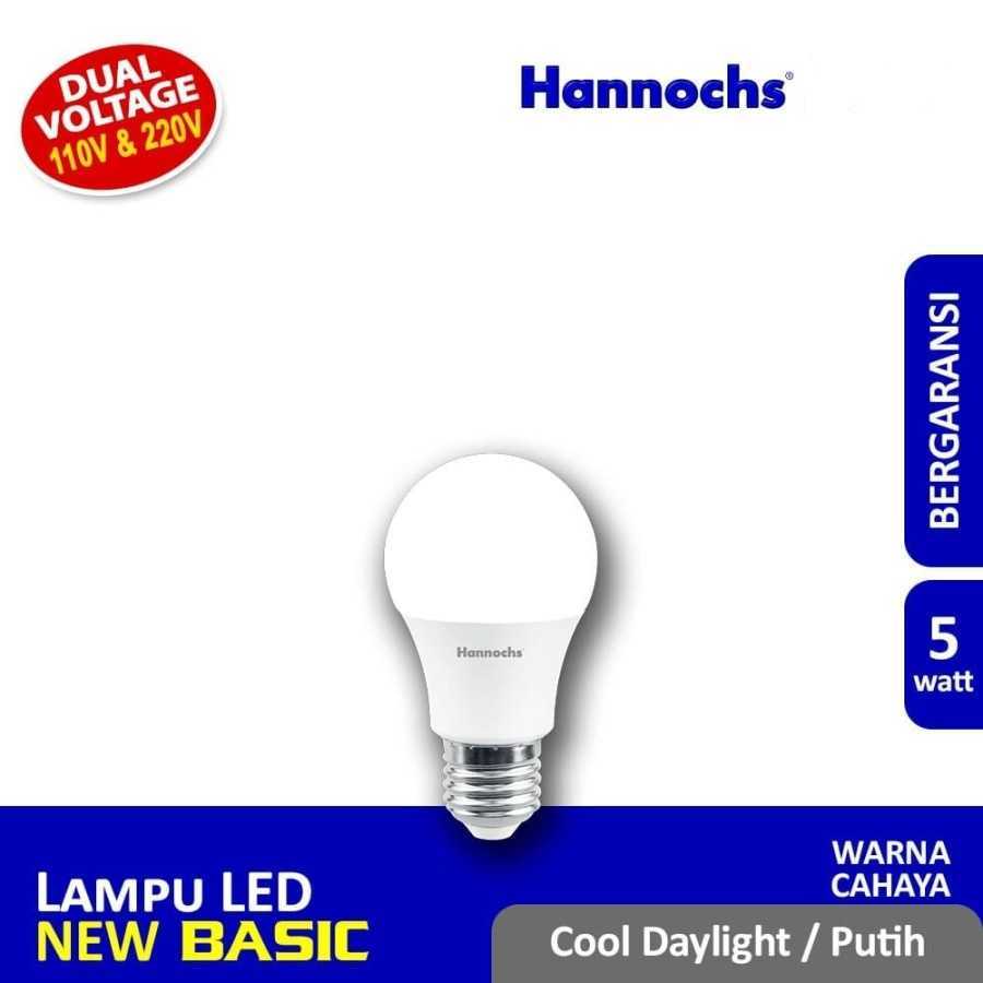 Hannochs - Lampu Led New Basic - 5 Watt - Cahaya Putih (Paket 3 Pcs)